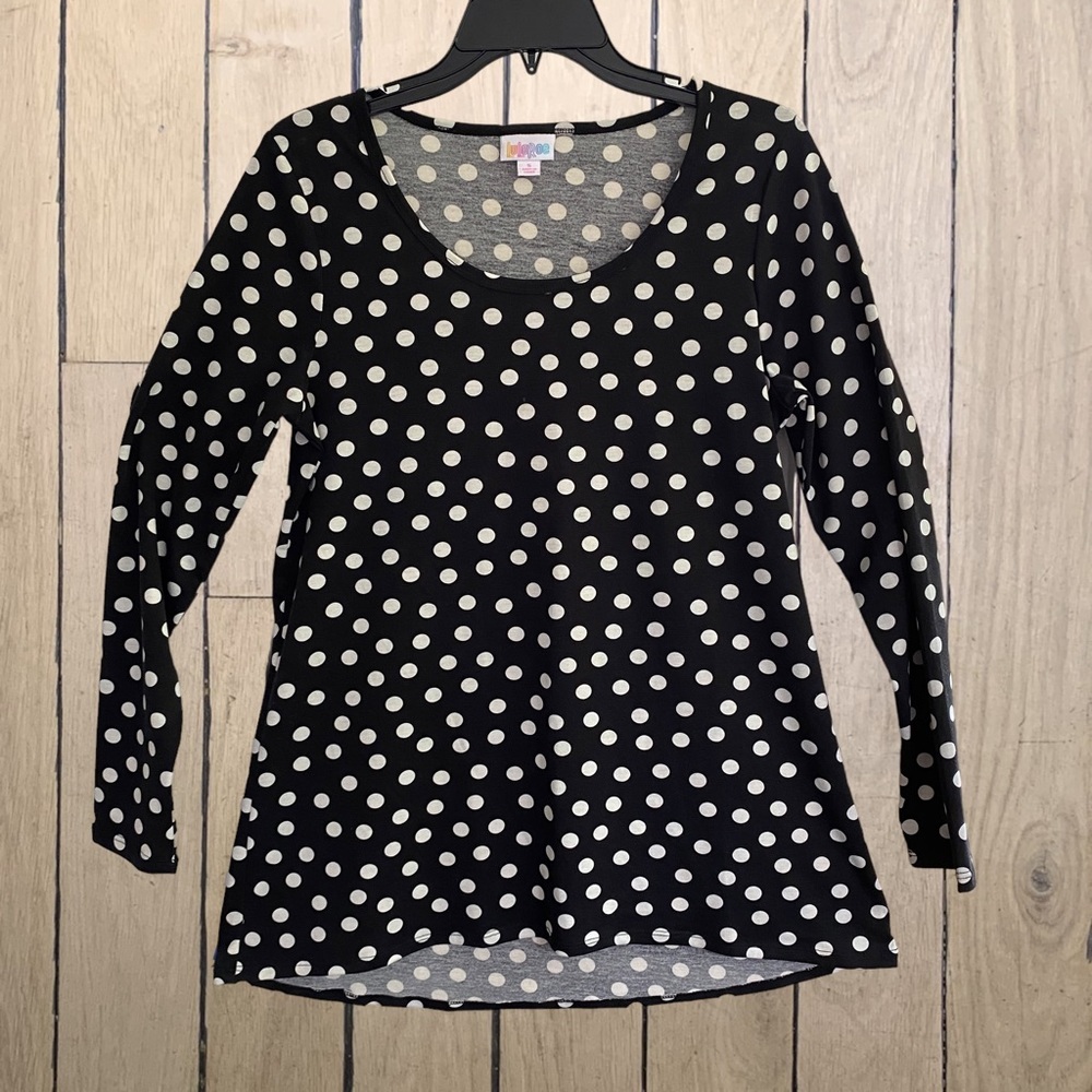 LuLaRoe LYNNAE Black & White Polka Dots Super Soft Long Sleeve Size Small